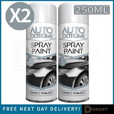 2 x WHITE PRIMER AEROSOL SPRAY PAINT 250ML FAST DRYING FOR AUTO CAR METAL NEW