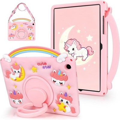 Case for Samsung Galaxy Tab A11+ Plus 2025, Rotating Stand Handle, Soft Silicone