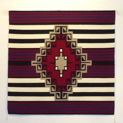 Navajo Chief's Blanket Rug Southwestern 100% Wool Native American Art Rug,5×5 Ft