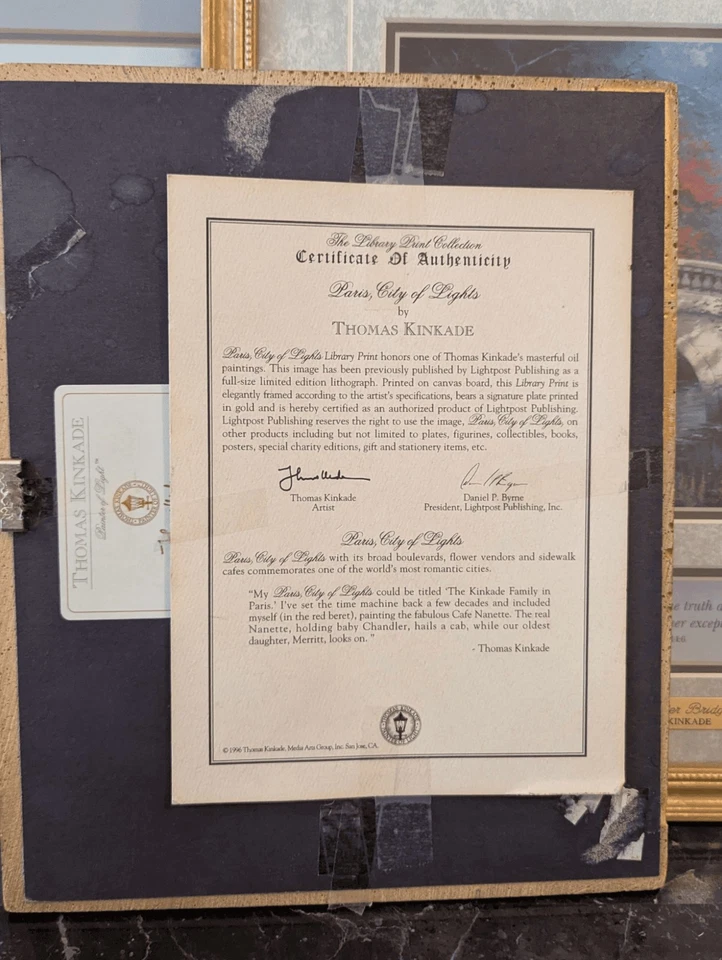 Beautiful Thomas Kinkade 'Paris, City of Lights' With Authenticity Certificate - Image 4 of 4