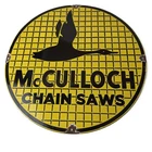 Vintage McCulloch Chain Saws Sign - Store Display Gas Service Porcelain Sign