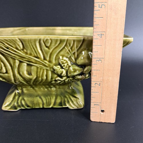 Vintage Ceramic Planter Rectangular Mushroom Avocado Green Unmarked - Picture 8 of 8