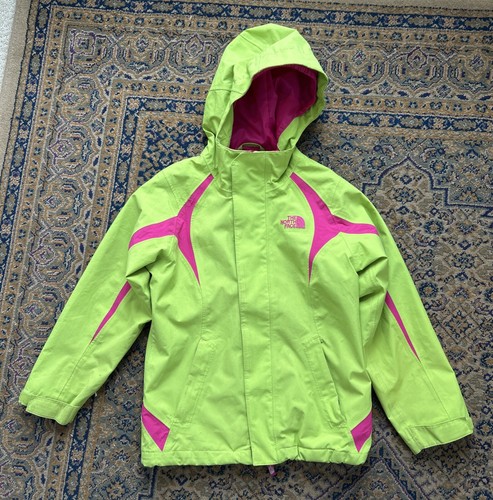 Girls North Face Winter Hyvent Jacket Size S 7-8 Neon Green / Pink Shell Only