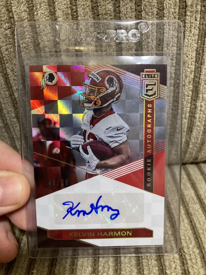 2019 Panini Donruss Elite Football Red Kelvin Harmon Rookie Auto /99 #,d RC  - Image 3 of 3