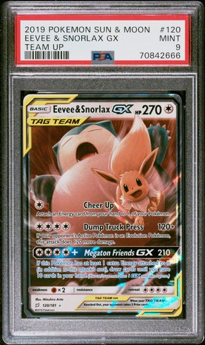 Eevee & Snorlax-GX graded PSA 9 for sale on eBay