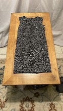 Dana Buchman black spotted sleeveless knit midi length sheath dress size 4