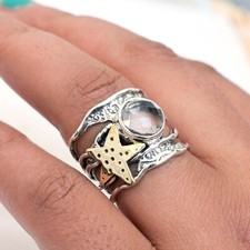 Natural Clear quartz Ring 925 Sterling Silver Crystal quartz Handmade Ring-CR016