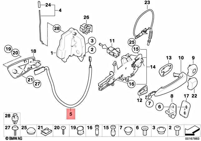 07 BMW 335i Coupe E92 Left Driver Side Door Lock Latch Cable  
