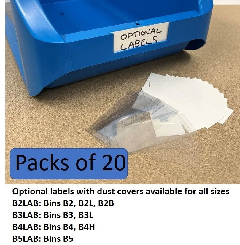 LABELS for Wow Shelving Limiteds plastic parts storage bins boxes garage