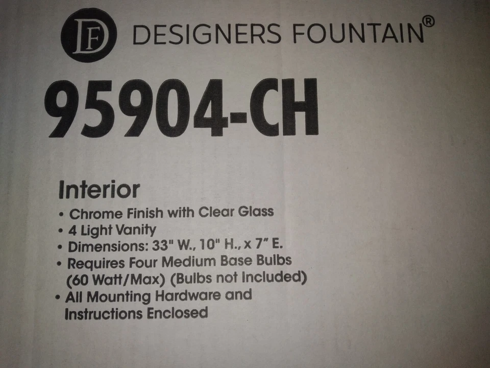 Tocador de 4 luces acabado cromado con vidrio transparente de Designers Fountain Foto 3 de 3