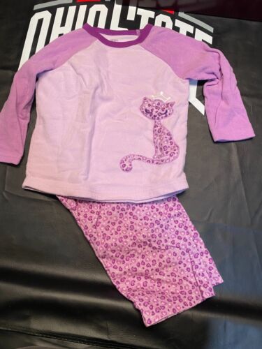 Girls Carters Purple with Hearts Fleece Pajamas with Long Pants Size 4T