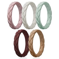 Egnaro Silicone Wedding Rings For Her, Women's Rubber Bridal Sets Thin Bands,...