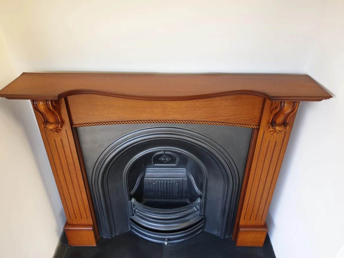 2 Cast Iron Fireplace Surround Fire Old Arch Insert Antique Victorian Style  | eBay