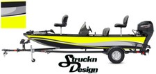 Swirl Graphic Abstract Design Fishing Bass Boat Yellow Wrap Vinyl Decal USA Kit 