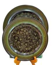 Vintage Franciscan Maderia 1 Dinner Plate & 1 Salad Plate Green & Brown Set Of 2
