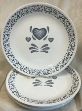 8 Corelle  BLUE HEARTS Spongeware DINNER PLATES   10 1/4"   Discontinued