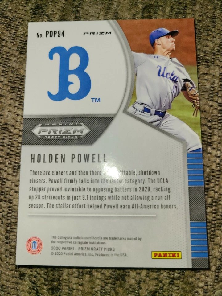 Holden Powell 2020 Panini Prizm Draft Picks Red Wave Baseball Card PDP94 - Image 4 of 4