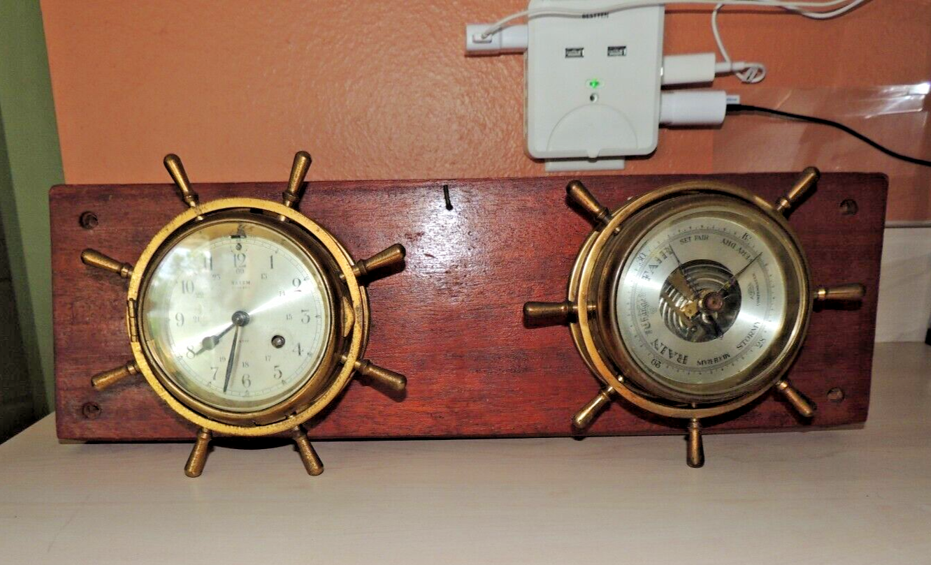 SALEM SHIPS BELL 8 DAY CLOCK & BAROMETER PARTS or REPAIR eBay
