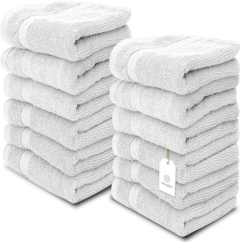 NEW White Classic Luxury Cotton Washcloths Large Hotel Spa Bathroom Face Towel - Picture 9 of 12