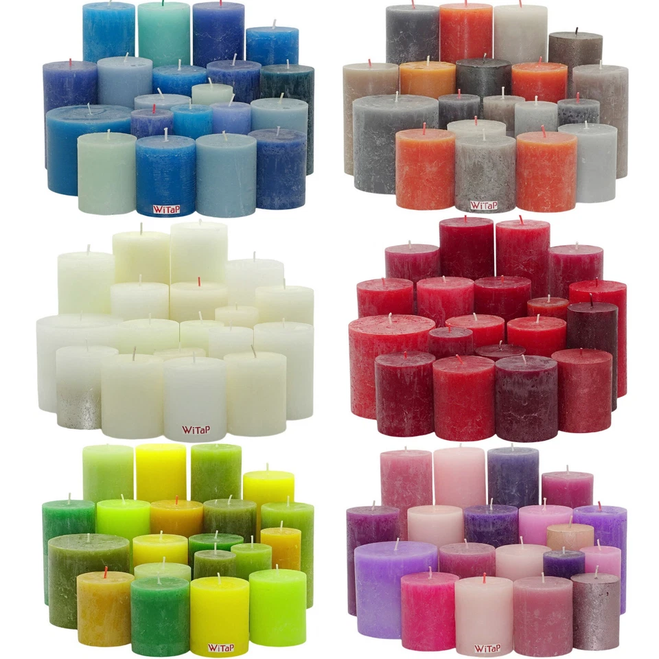 6 kg Rustic Stumpenkerzen Set Kerzen Paket Mix Rustik gemischt nach Farben - Bild 4 von 4