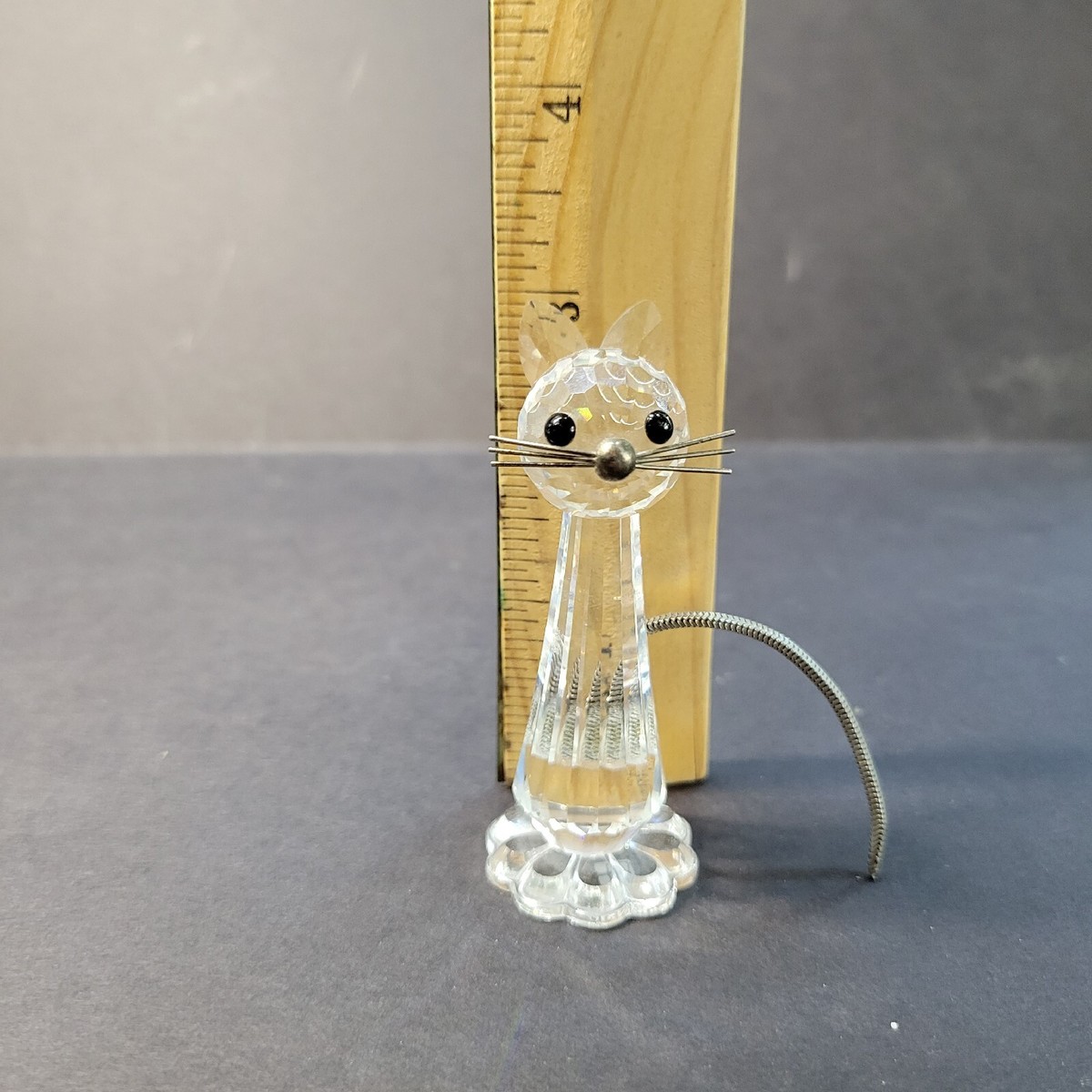Swarovski Cat with Metal Tail and Whiskers Crystal Figurine Swarovski Cat with Metal Tail and Whiskers Crystal Figurine