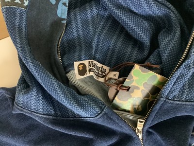 AUTHENTIC A BATHING APE BAPE SAMURAI INDIGO FULL ZIP HOODIE BLUE MENS XL  NEW | eBay