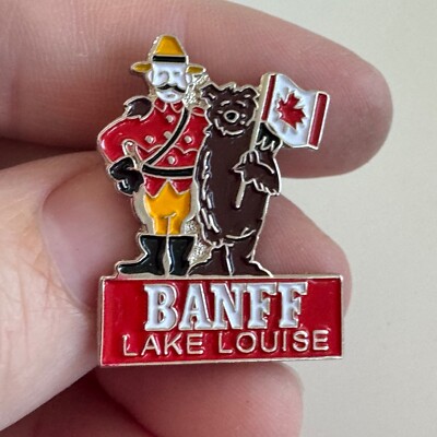 Vintage Banff Lake Louise Mounty RCMP Bear Canada Lapel Pin RCMP