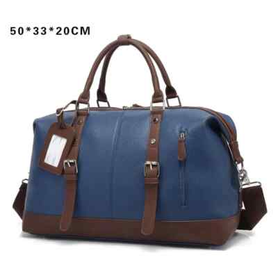 PU Leder Reise Duffel Weekender Tasche Handgepäck Sporttasche für Herren Frauen