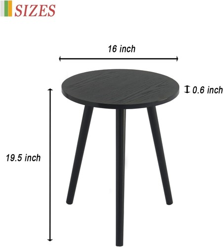AWASEN Round End Table, Black Side Table Modern Home Decor Small Accent Table - Picture 3 of 9