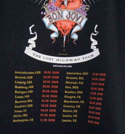T-shirt Bon Jovi Lost Highway Autographé - Avec Certificat D'Authenticité (COA) - Neuf