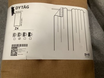 IKEA DYTAG DYTÅG Curtains 2 PANELS Dark Beige 57x98
