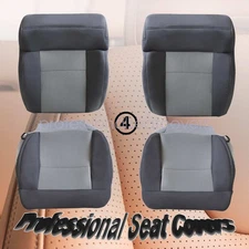 Driver & Passenger Bottom+Top Cloth Seat Cover Dark Gray For 2004-2008 Ford F150