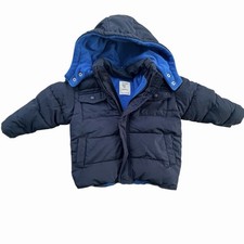 Old Navy Toddler 2T Navy Blue Puffer Jacket Fleece Lined Removable Hood Coat
