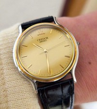 SEIKO 8J81 6B00 Credor Watch Timepiece 18KT Gold Bezel Men's Timepiece