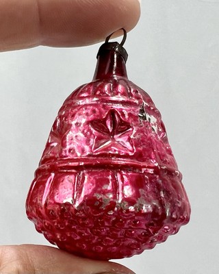 Vintage Feather Tree Star Indent Bell Bumpy Germany Glass Christmas Ornament