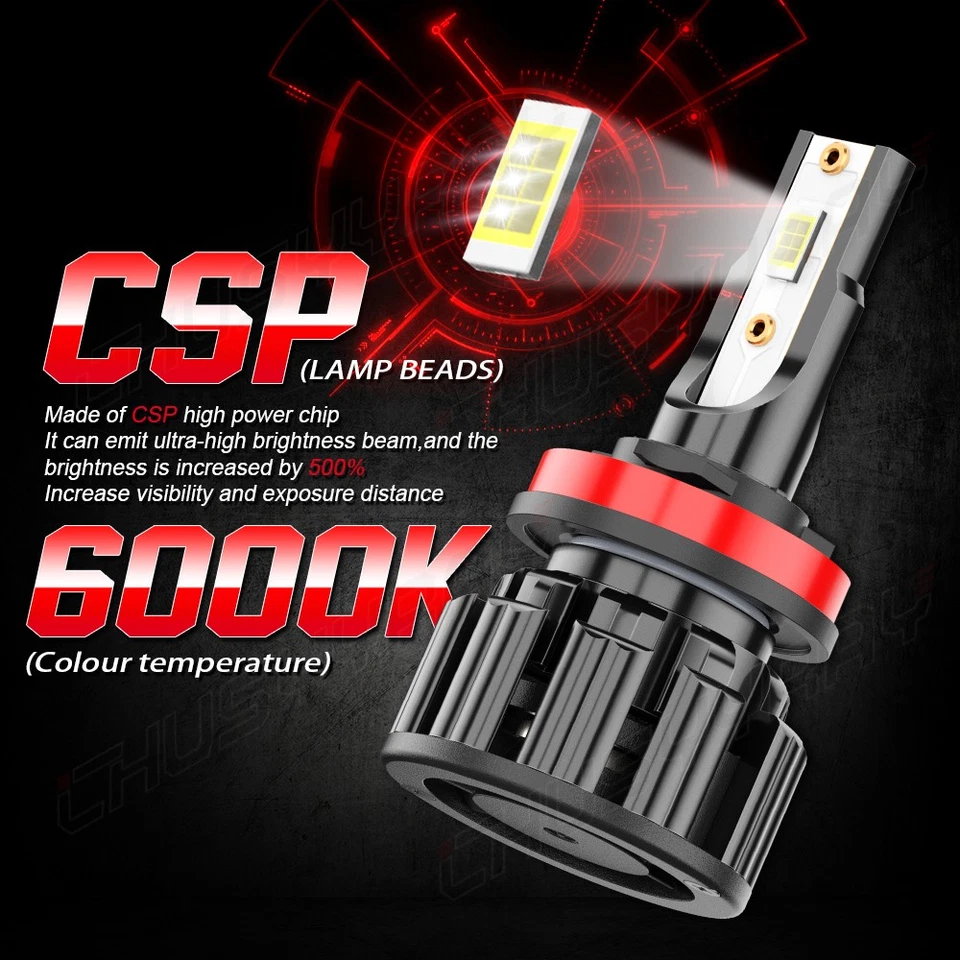 For Nissan sentra 2013-2020 4X LED Headlight Bulbs High&Low beam Combo Kit 6000K - Image 3 of 4