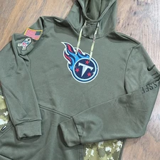 Tennessee Titans Hoodie Mens L Green Nike Therma Fit Salute Service Military NFL