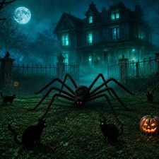 2 Pack Giant Halloween Decorations Outdoor 8Ft Hairy Black Spider