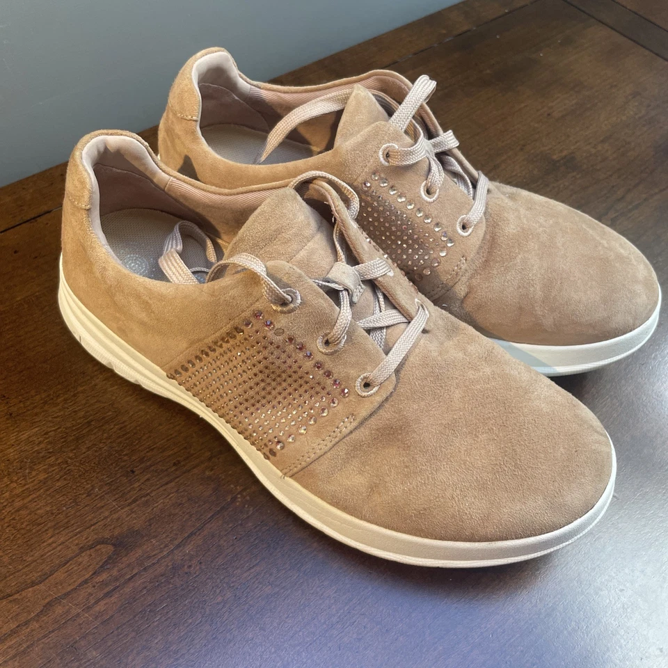 Zapatilla deportiva Fitflop Pop X cristal gamuza zapatillas con cordones cómoda tostada talla 8 Foto 2 de 4