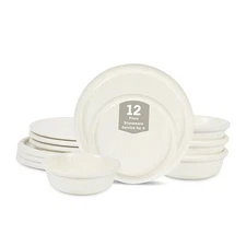  Capri 12-Piece Dinnerware Set Stoneware 12-Piece - Service for 4 White