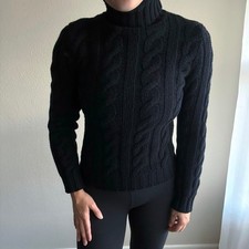 Vtg y2k Ralph Lauren Sport Chunky Cable Knit wool Fisherman Sweater Turtleneck