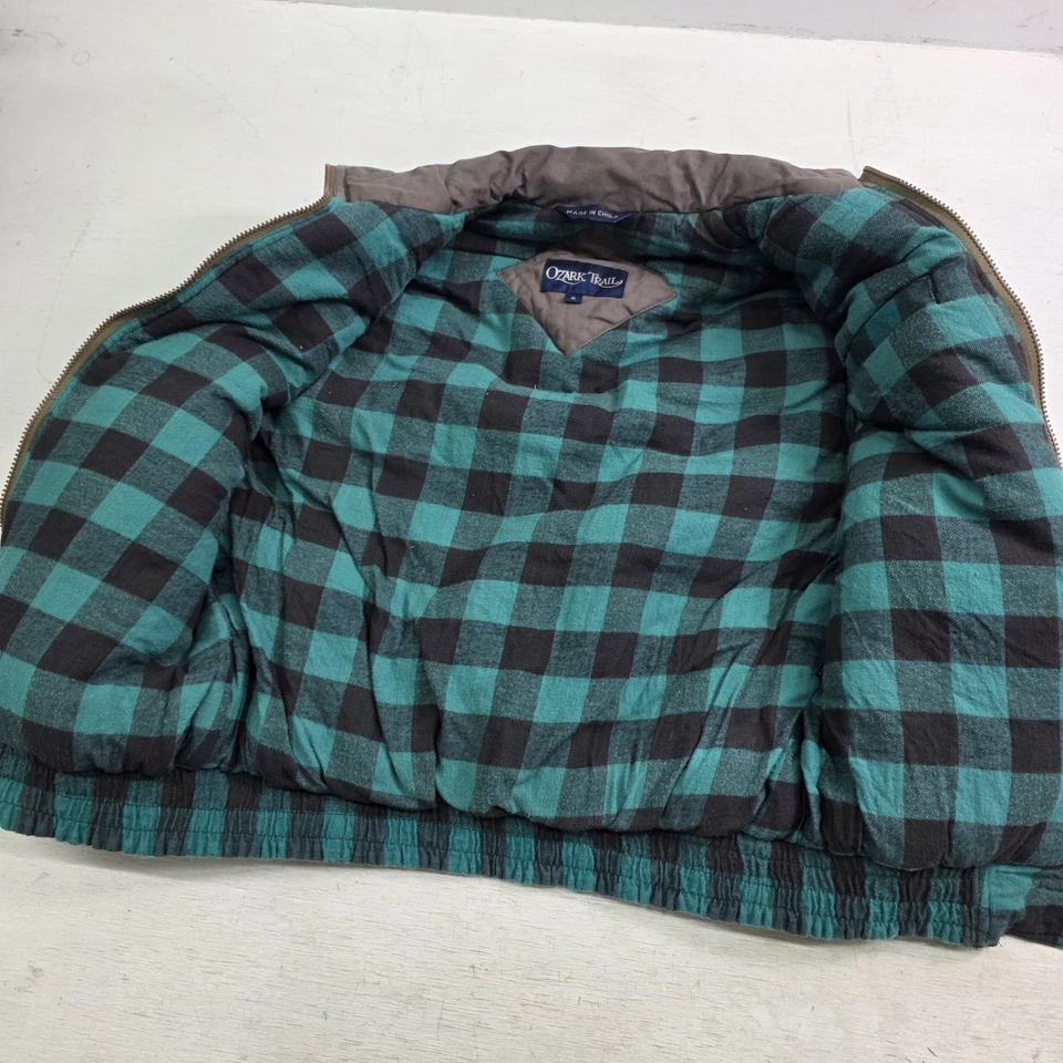 Ozark Trail 90s Green Plaid Gray Cargo Outdoor Puffer Vest Lumberjack Mens Sz XL - Image 4 of 4