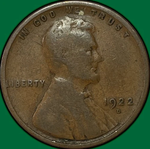 1922-D Lincoln Wheat Cent Very Good VG Coin #34122