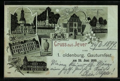 Lithograph Jever, Warrior Memorial, Castle Memorial, Kibitz Cup, Court of Ol 