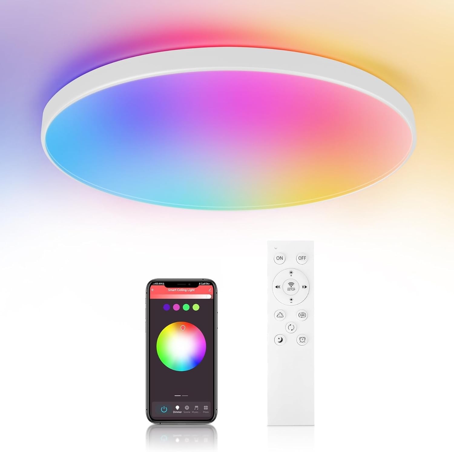 Plafonnier LED chambre RGB lumière plafond dimmable IP44 pour ado