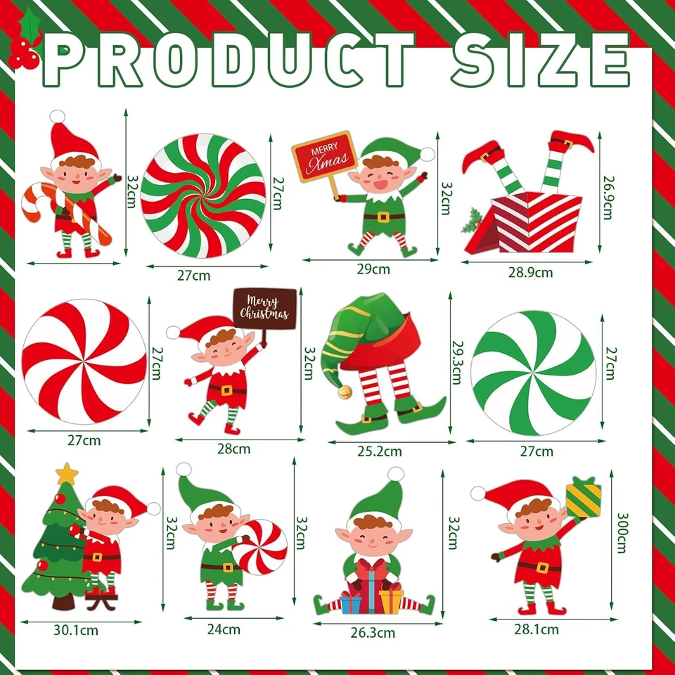 BBTO 12 Piezas Navidad Elfo Patio Letreros Exterior Césped como muestran las fotos Foto 2 de 4