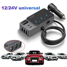 8-in-1 3Way Car Cigarette Lighter Socket Splitter Fast Charger Power Adapter 12V