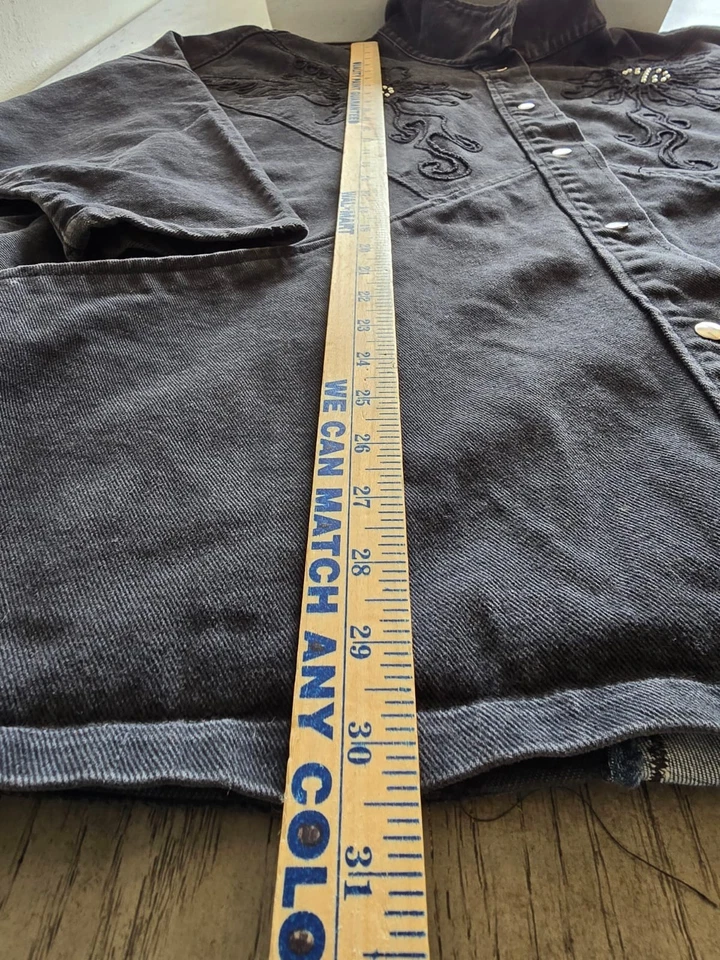 Abrigo Chaqueta De Colección Años 80 PADO Piedra Negro Dolman Sv Bordado Tachuelas Talla Grande Foto 4 de 4