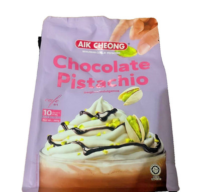 AIK CHEONG Instant 3in1 NEW Flavors Chocolate Pistachio 10 Sachets Pack of 2 |