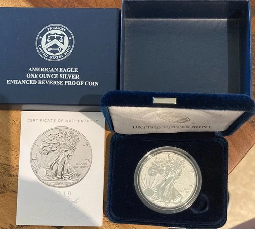 2019-S 19XE Enhanced Reverse Proof Silver Eagle with Box & Numbered COA